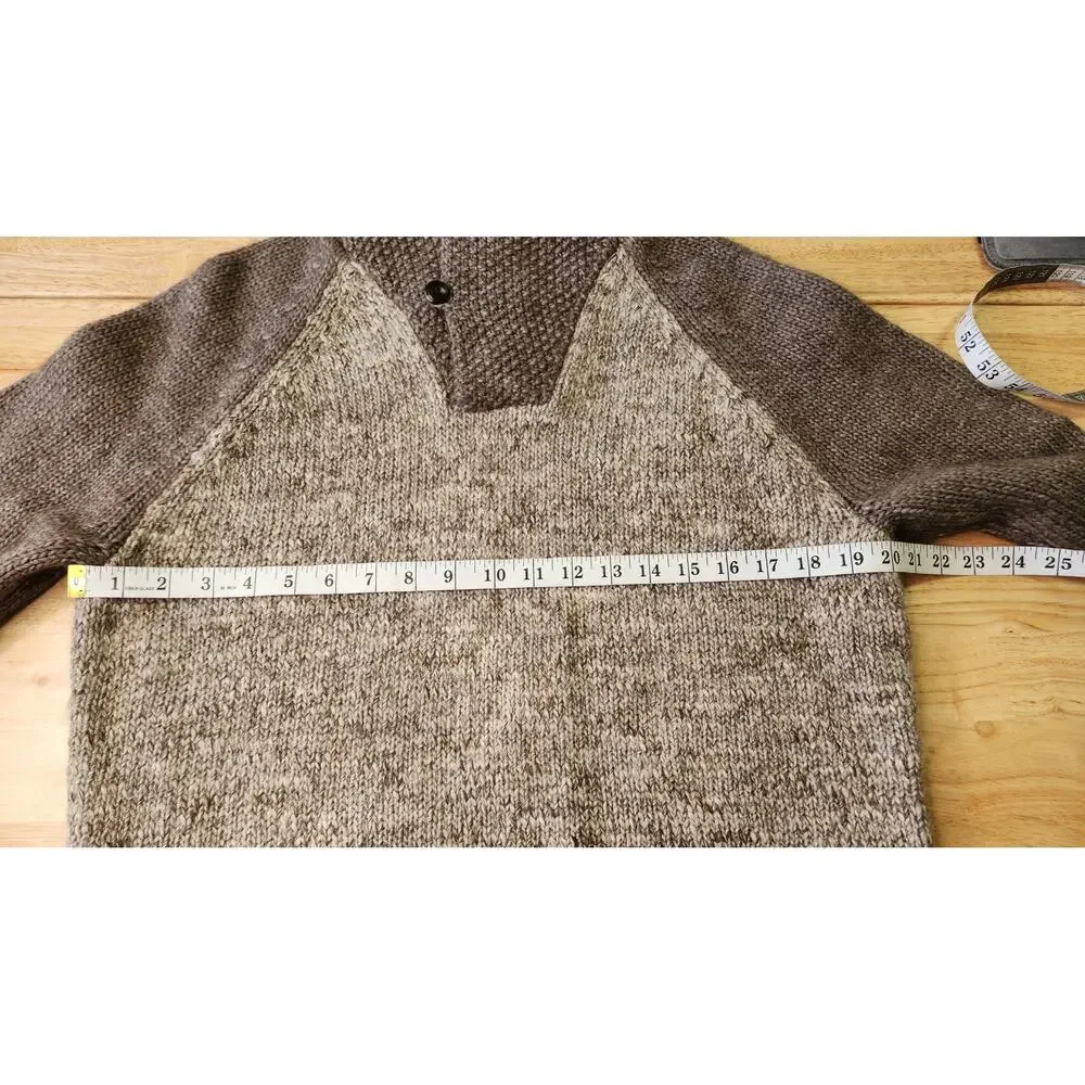 J. Crew Wool Alpaca Shawl Collar Marled Gray Brown Knit Sweater Men Size Medium